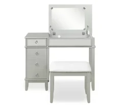 Jasmine 2-Piece White 1-Drawer Lifting Mirror Vanity Set 9 Jasmine 2-Piece White 1-Drawer Lifting Mirror Vanity Set -Home Furniture 810543315 5
