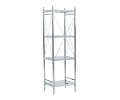 Hawkins Chrome & Glass 4-Tier Shelf -Home Furniture 810543325 5