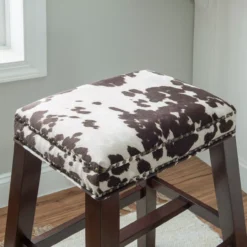 Baldwin Brown Cow Print Nailhead Bar Stool 10 Baldwin Brown Cow Print Nailhead Bar Stool -Home Furniture 810543359 3