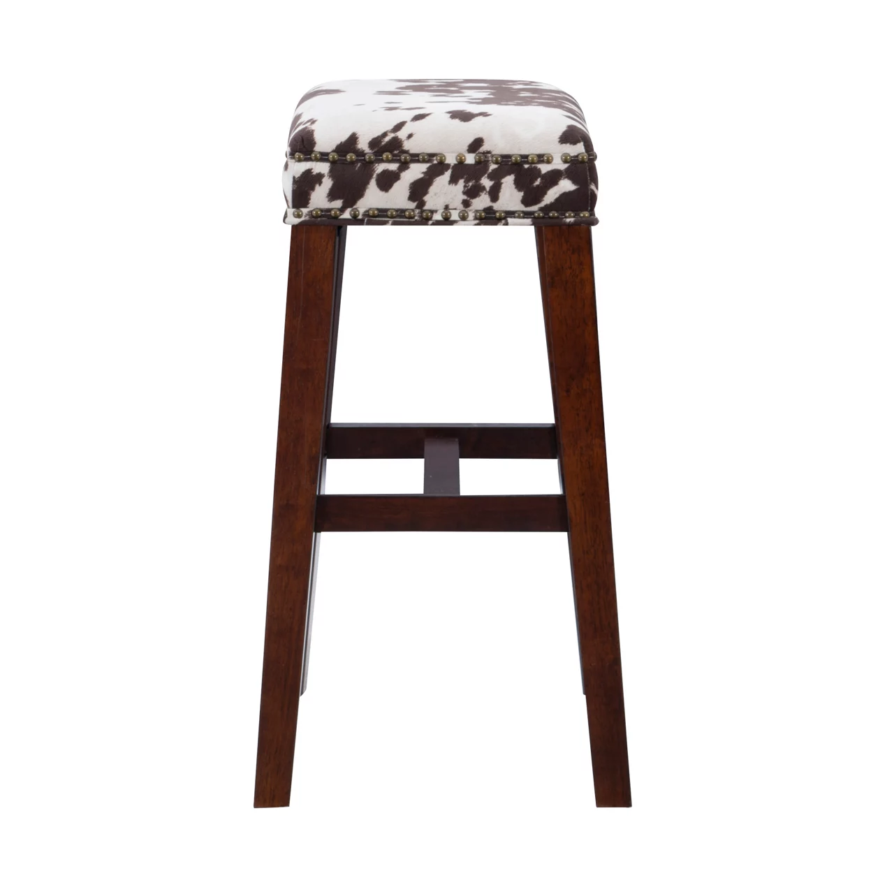 Baldwin Brown Cow Print Nailhead Bar Stool 7 Baldwin Brown Cow Print Nailhead Bar Stool - Image 5