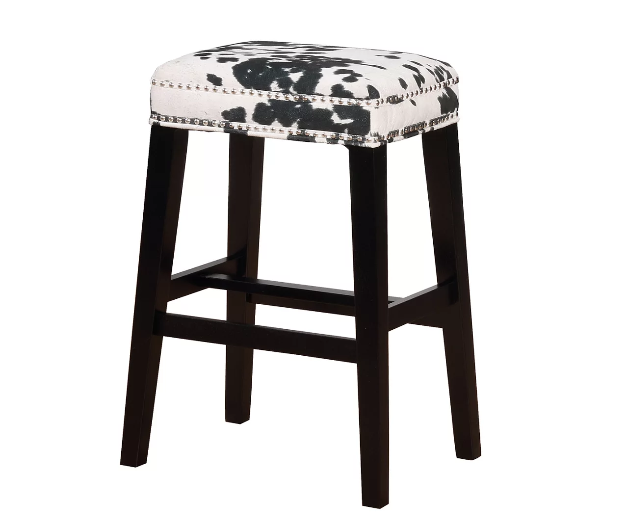 Baldwin White & Black Cow Print Nailhead Bar Stool 3 Baldwin White & Black Cow Print Nailhead Bar Stool