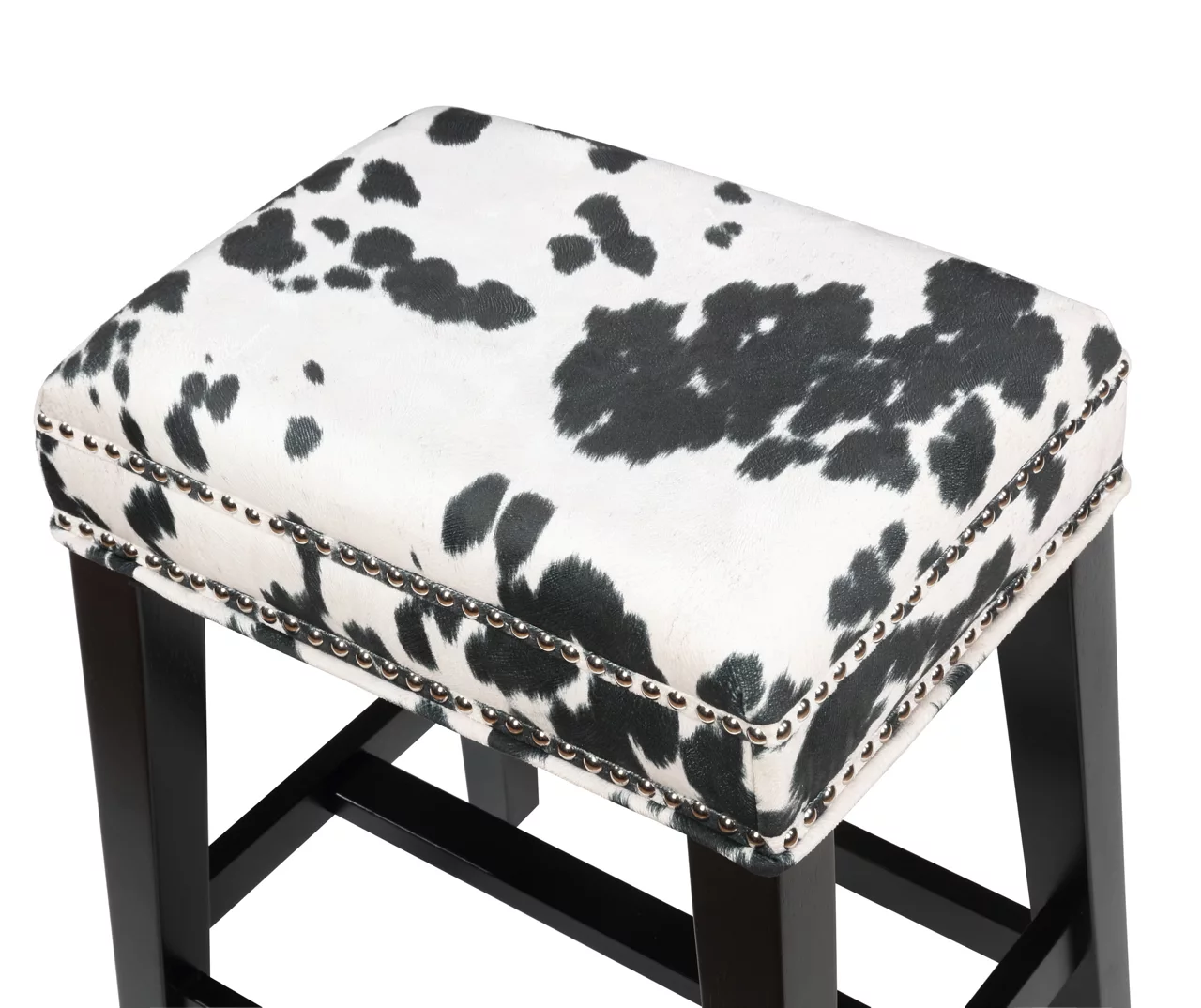 Baldwin White & Black Cow Print Nailhead Bar Stool 6 Baldwin White & Black Cow Print Nailhead Bar Stool - Image 4