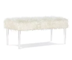 Cara White Faux Fur Acrylic Leg Bench 10 Cara White Faux Fur Acrylic Leg Bench -Home Furniture 810543373 4