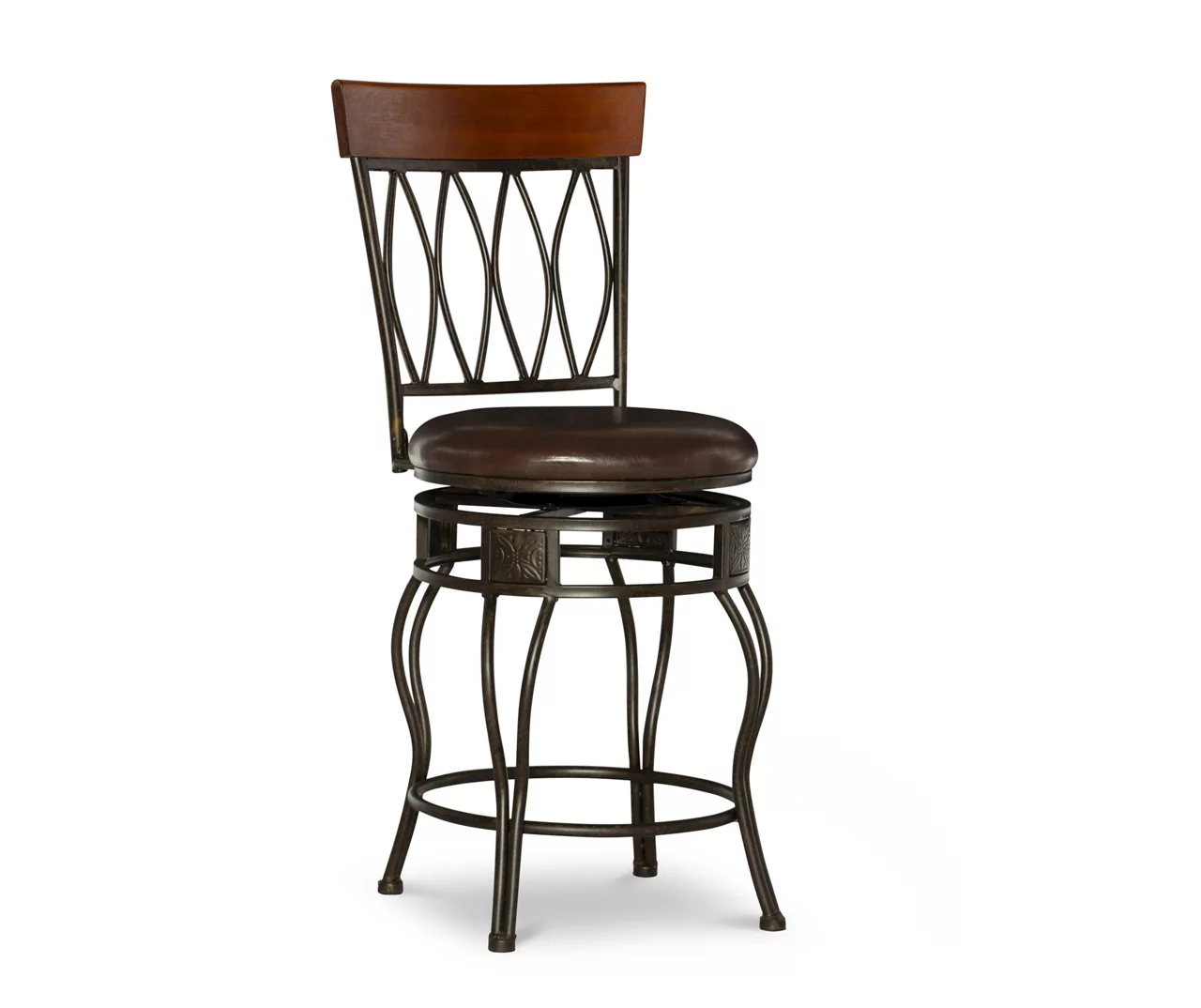Carla Brown & Matte Bronze Faux Leather Swivel Counter Stool 3 Carla Brown & Matte Bronze Faux Leather Swivel Counter Stool