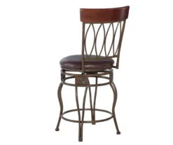 Carla Brown & Matte Bronze Faux Leather Swivel Counter Stool 11 Carla Brown & Matte Bronze Faux Leather Swivel Counter Stool -Home Furniture 810543375 3