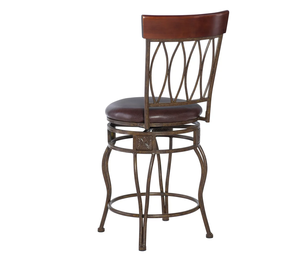 Carla Brown & Matte Bronze Faux Leather Swivel Counter Stool 7 Carla Brown & Matte Bronze Faux Leather Swivel Counter Stool - Image 5
