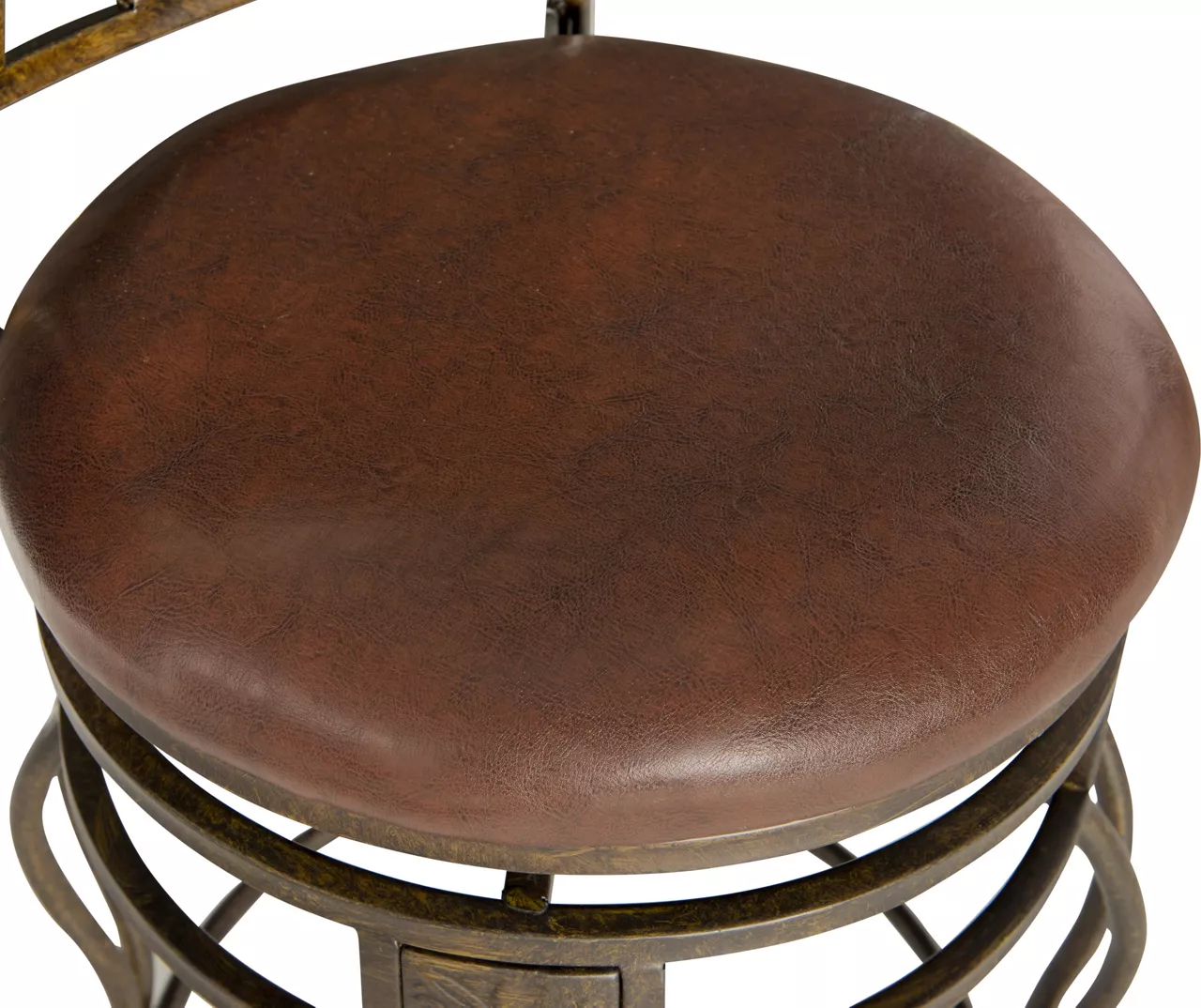 Carla Brown & Matte Bronze Faux Leather Swivel Counter Stool 6 Carla Brown & Matte Bronze Faux Leather Swivel Counter Stool - Image 4