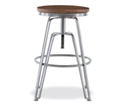 Brown Wood & Chrome Adjustable Swivel Bar Stool 9 Brown Wood & Chrome Adjustable Swivel Bar Stool -Home Furniture 810543377 3
