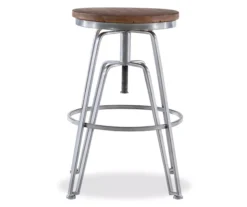Brown Wood & Chrome Adjustable Swivel Bar Stool 10 Brown Wood & Chrome Adjustable Swivel Bar Stool -Home Furniture 810543377 4