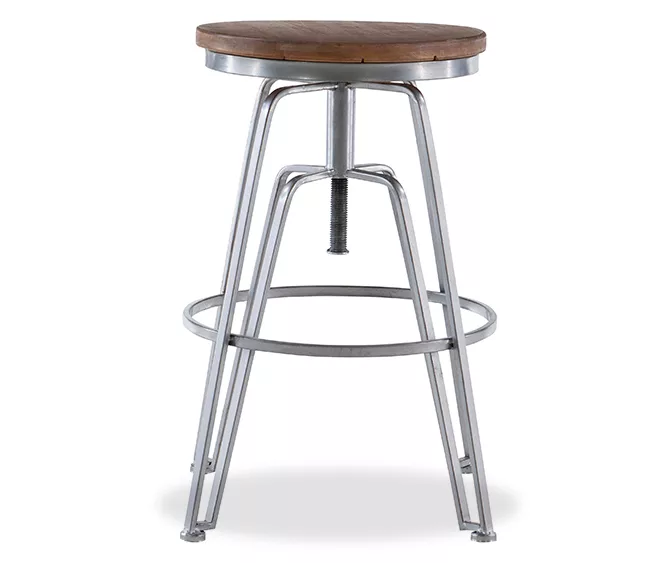 Brown Wood & Chrome Adjustable Swivel Bar Stool 6 Brown Wood & Chrome Adjustable Swivel Bar Stool - Image 4