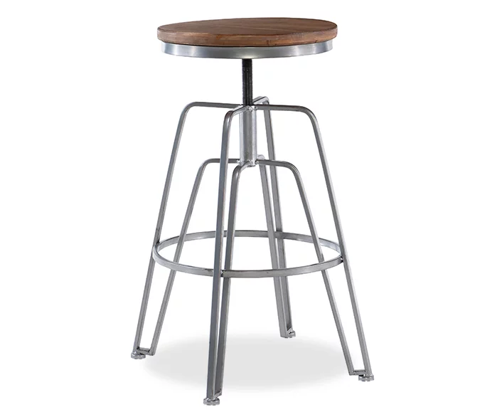 Brown Wood & Chrome Adjustable Swivel Bar Stool 7 Brown Wood & Chrome Adjustable Swivel Bar Stool - Image 5