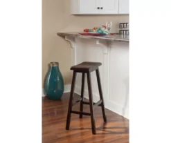 Maury 29" Dark Brown Wooden Saddle Stool 8 Maury 29" Dark Brown Wooden Saddle Stool -Home Furniture 810543378 2