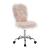 Comfort Home Blush Pink Faux Fur Swivel Chair -Home Furniture 810543388 1