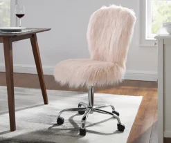Comfort Home Blush Pink Faux Fur Swivel Chair 8 Comfort Home Blush Pink Faux Fur Swivel Chair -Home Furniture 810543388 2