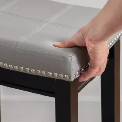 Brooke Gray & Black Faux Leather Backless Padded Counter Stool 12 Brooke Gray & Black Faux Leather Backless Padded Counter Stool -Home Furniture 810543418 6