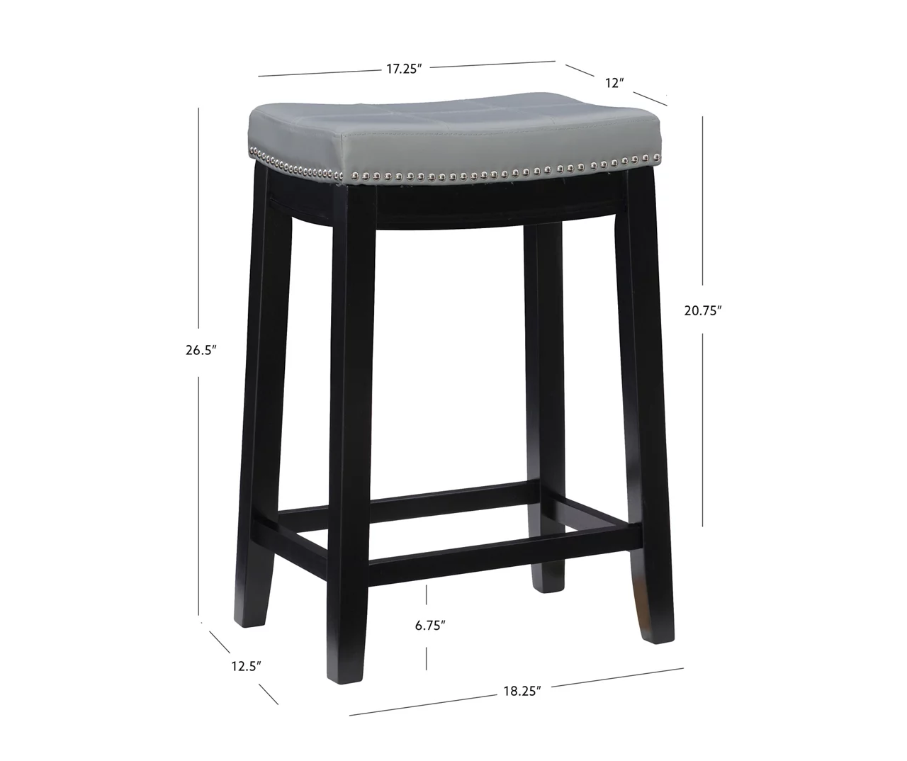 Brooke Gray & Black Faux Leather Backless Padded Counter Stool 9 Brooke Gray & Black Faux Leather Backless Padded Counter Stool - Image 7