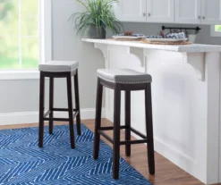 Brooke Gray & Black Faux Leather Backless Padded Bar Stool -Home Furniture 810543425 B0 2