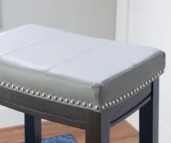 Brooke Gray & Black Faux Leather Backless Padded Bar Stool -Home Furniture 810543425 B8 1