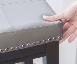 Brooke Gray & Black Faux Leather Backless Padded Bar Stool -Home Furniture 810543425 B8 3