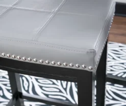 Brooke Gray & Black Faux Leather Backless Padded Bar Stool -Home Furniture 810543425 B8 4