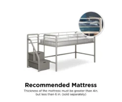 DHP Kaden Gray Junior Twin Loft Bed With Storage Steps -Home Furniture 810543776 1