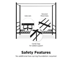 DHP Kate Black Metal Full Canopy Bed -Home Furniture 810543780 2