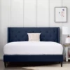 Isabelle Navy Upholstered Twin Wingback Bed -Home Furniture 810547602 810547606 810547614 810547610 1 1