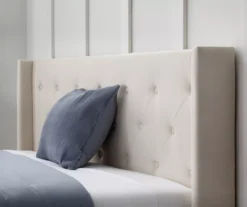 Isabelle Cream Upholstered Twin Wingback Bed -Home Furniture 810547603 810547607 810547628 810547611 4