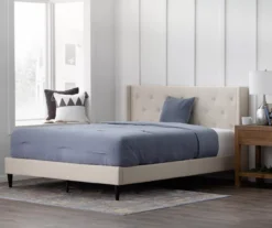 Isabelle Cream Upholstered Twin Wingback Bed -Home Furniture 810547603 810547607 810547628 810547611 5