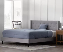 Isabelle Stone Upholstered Twin Wingback Bed -Home Furniture 810547604 810547608 810547627 810547612 5