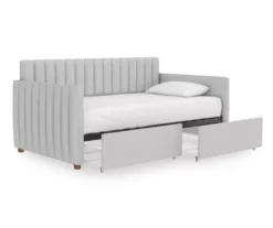 Brittany Gray Linen Upholstered Twin Storage Daybed -Home Furniture 810548783 6