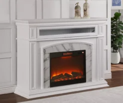 62" Grand White Faux Marble Electric Fireplace 9 62" Grand White Faux Marble Electric Fireplace -Home Furniture 810570728 4
