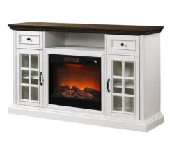 60" White 2-Tone Electric Fireplace Console -Home Furniture 810570730 2