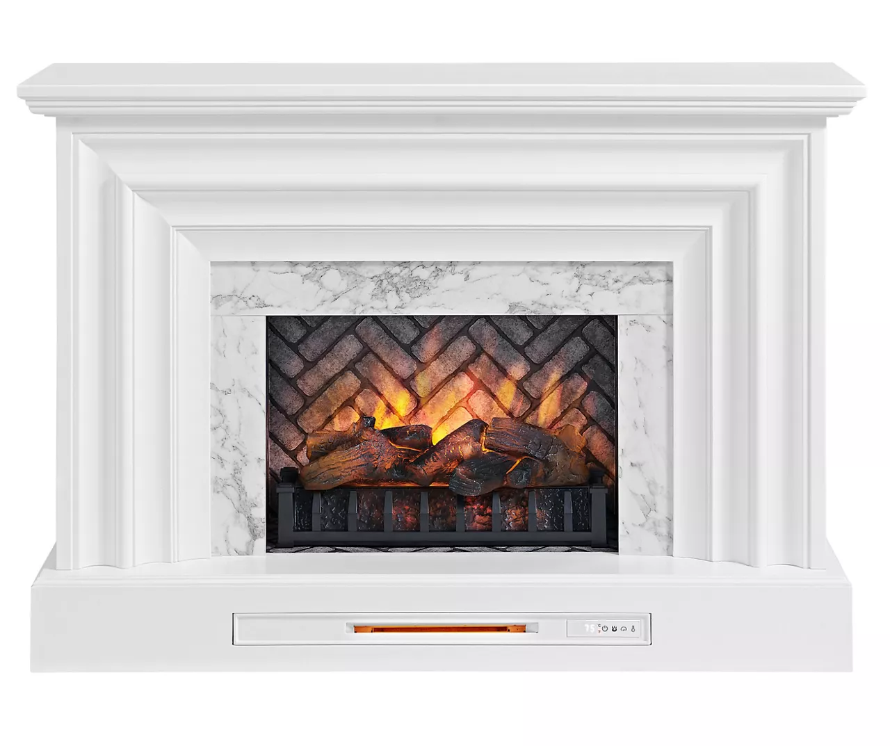 53.5" White Marble Petite Grand Electric Fireplace 3 53.5" White Marble Petite Grand Electric Fireplace