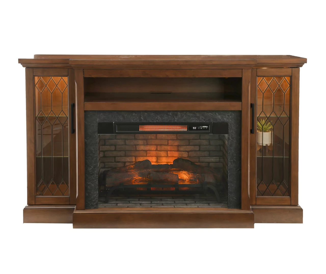 66" Heirloom Cherry Electric Fireplace Console 3 66" Heirloom Cherry Electric Fireplace Console