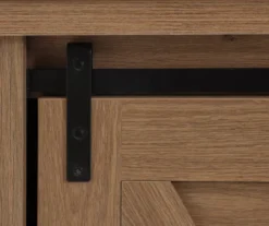 60" Light Brown Oak Barn Door Melamine Electric Fireplace -Home Furniture 810571322 2