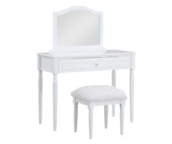 Vanity Table Set With Mirror & Faux Fur Stool -Home Furniture 810576524 810576521 A0