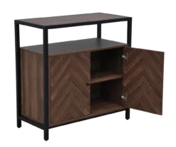 Walnut Chevron 2-Door Storage Cabinet 15 Walnut Chevron 2-Door Storage Cabinet -Home Furniture 810584249 A7 3