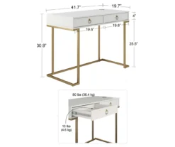 Camila Gray Writing Desk With Wireless Charging -Home Furniture 810589026 1