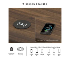 Camila Gray Writing Desk With Wireless Charging -Home Furniture 810589026 2