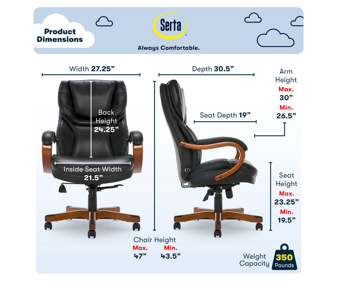Serta Conway Big & Tall Bonded Leather Office Chair 18 Serta Conway Big & Tall Bonded Leather Office Chair - Image 16