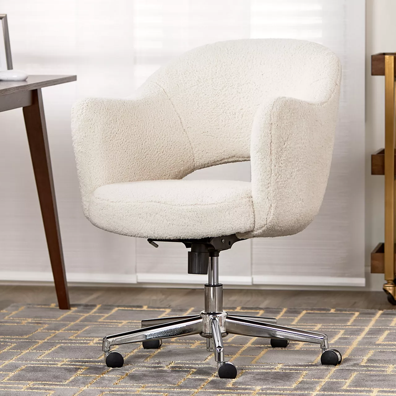 Valetta Cream Faux Fur Office Chair 7 Valetta Cream Faux Fur Office Chair - Image 5