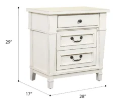 Kali Weathered White 3-Drawer Nightstand -Home Furniture 810591522 2