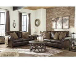 Nicorvo Coffee Faux Leather Sofa -Home Furniture 810594585 810594588 2