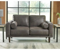 Arroyo Smoke Faux Leather Loveseat -Home Furniture 810594589 2 1