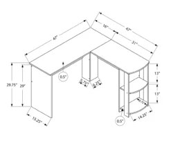 White L-Shaped Corner Desk With Open Storage -Home Furniture 810597220 4