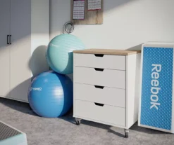 Evolution Vantage White & Weathered Oak 4-Drawer Storage Cart 12 Evolution Vantage White & Weathered Oak 4-Drawer Storage Cart -Home Furniture 810597741 4