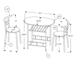Monarch 3-Piece Dining Set -Home Furniture 810598492 A7