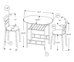 Monarch 3-Piece Dining Set -Home Furniture 810598493 A7