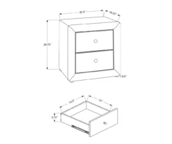 Monarch Linen Upholstered Nightstand -Home Furniture 810598501 A7